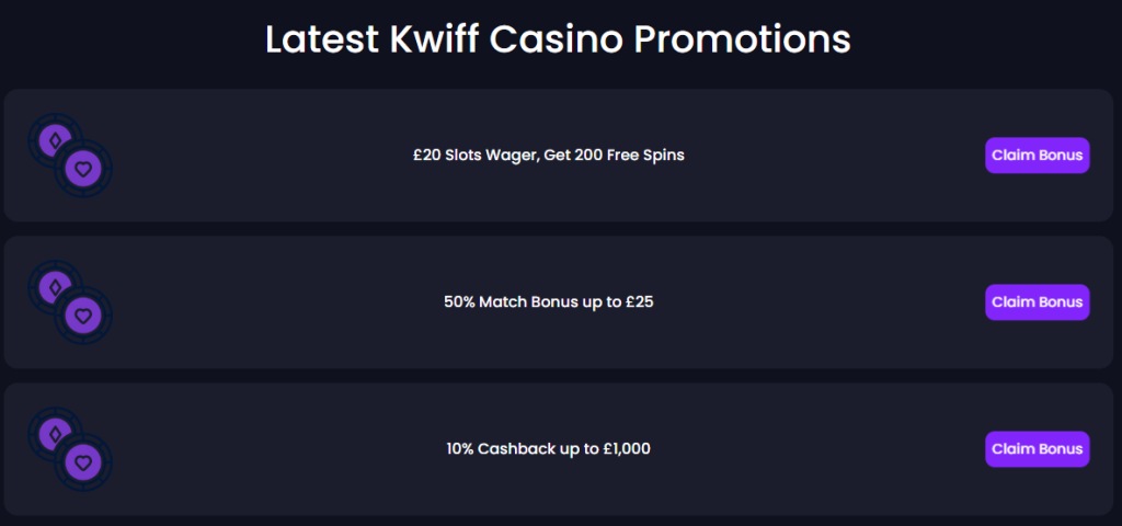 Kwiff Casino Bonus